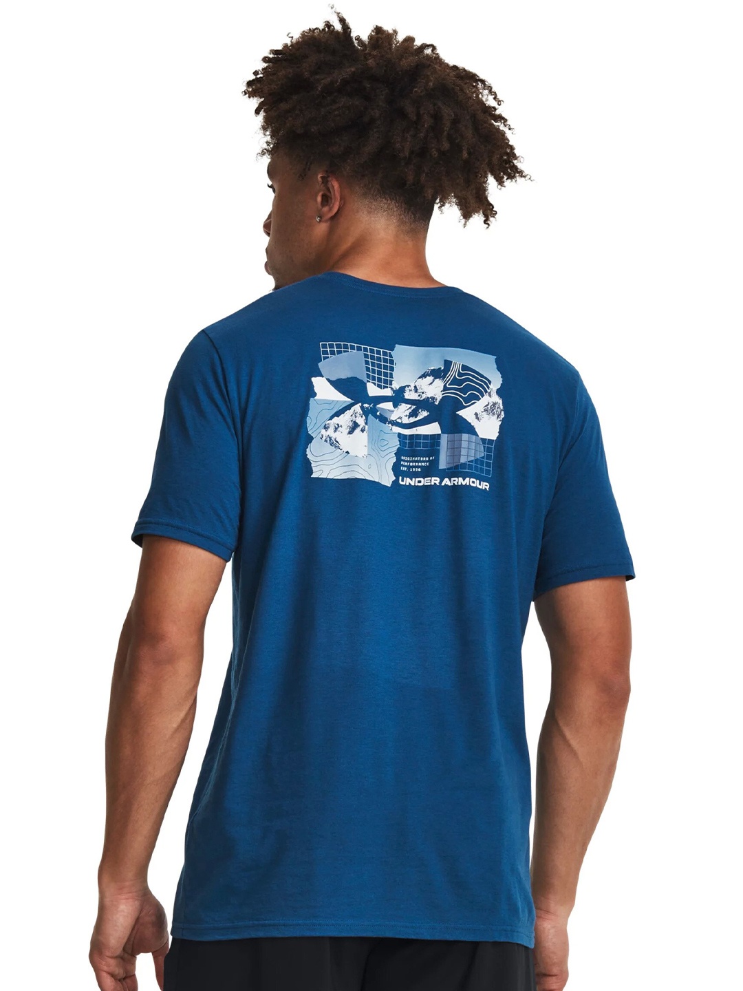 UNDER ARMOUR Outdoor Tear Grid Printed Relaxed-Fit T-Shirt, Blue