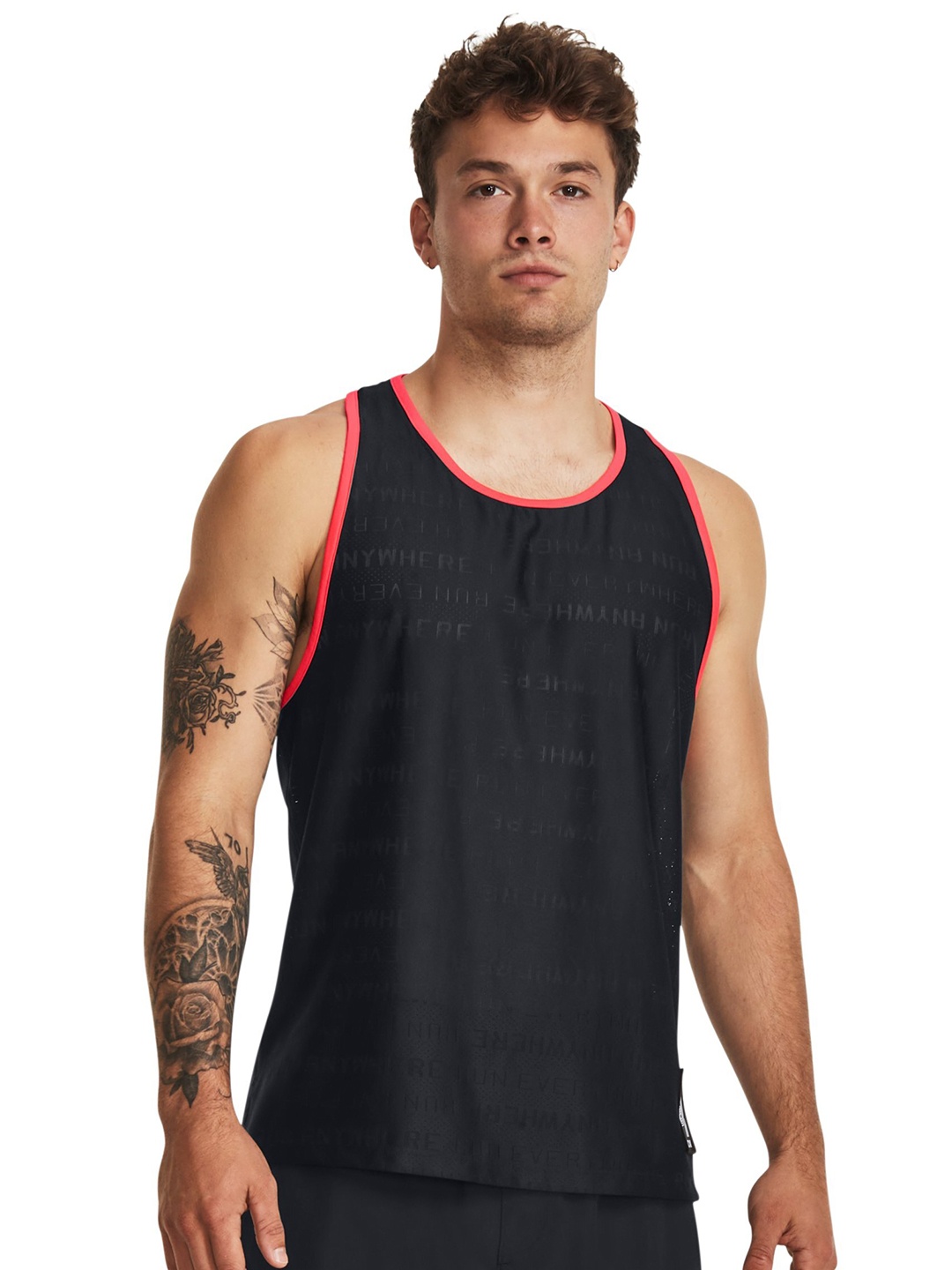 

UNDER ARMOUR Run Everywhere Singlet Sleeveless Slim-Fit Tshirts, Black