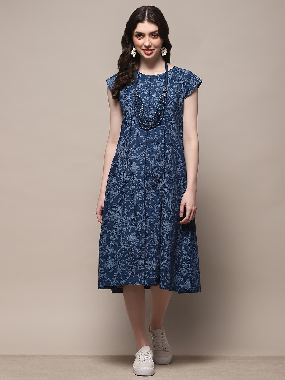 

Biba Floral Printed A-Line Dress, Blue