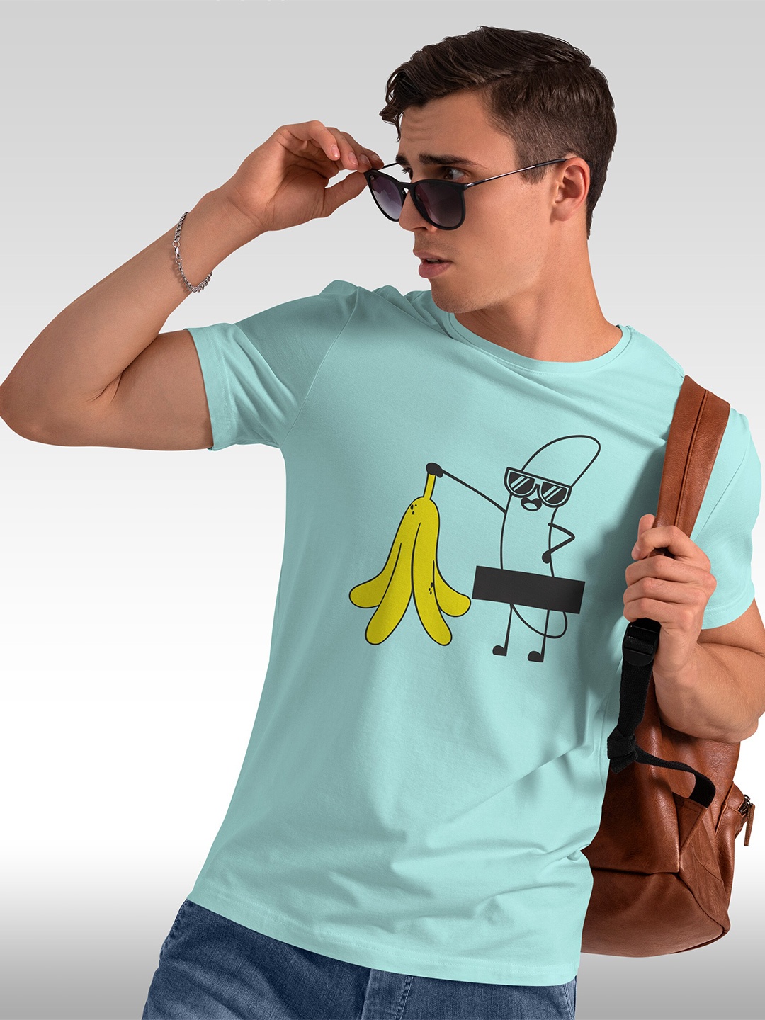

BAESD Men Printed T-shirt, Turquoise blue