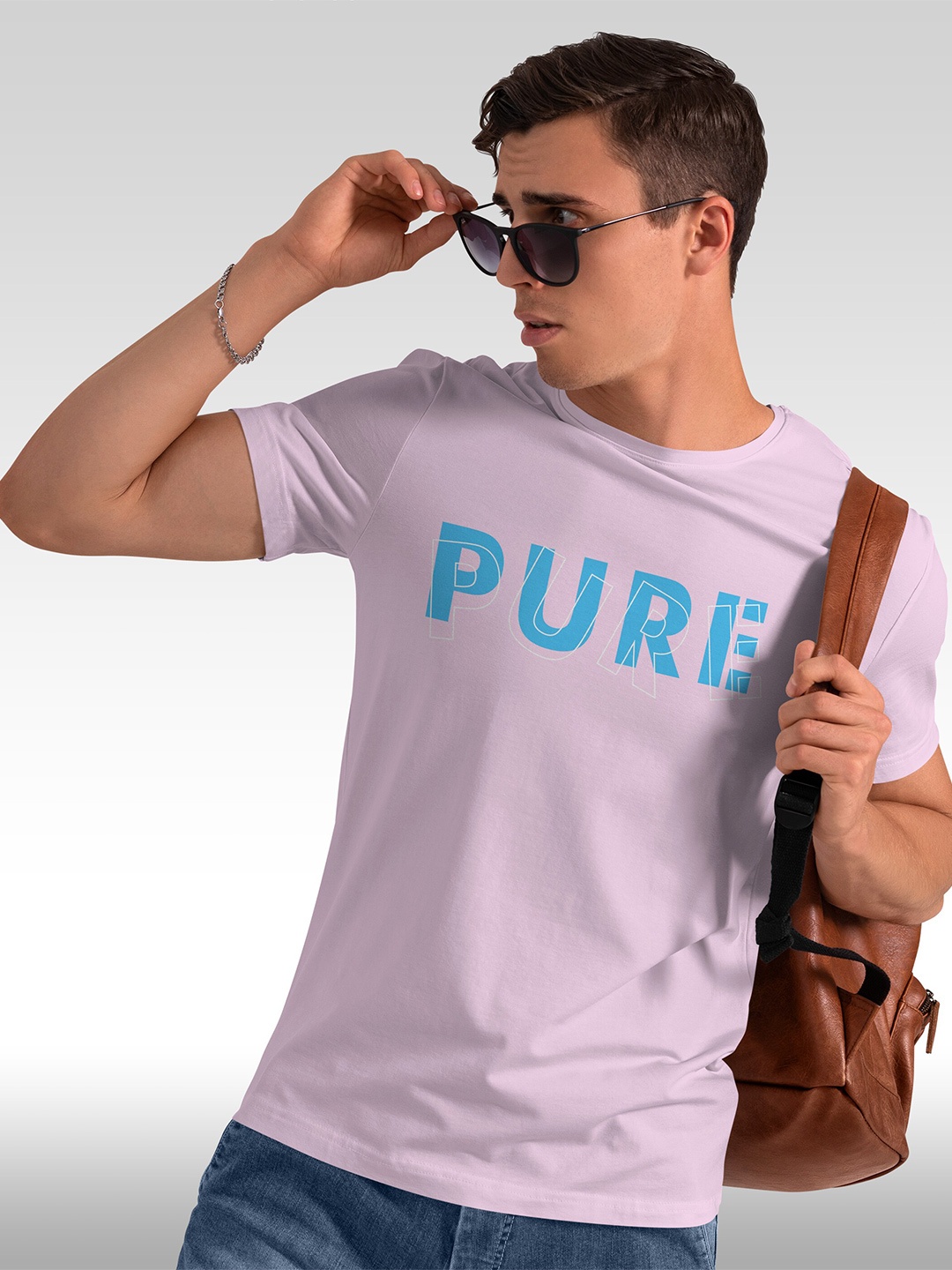 

BAESD Men Typography Printed Applique T-shirt, Purple