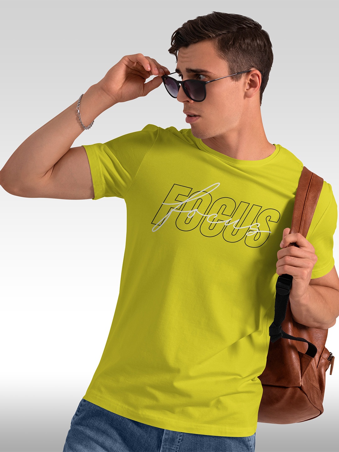 

BAESD Men Typography Printed T-shirt, Yellow