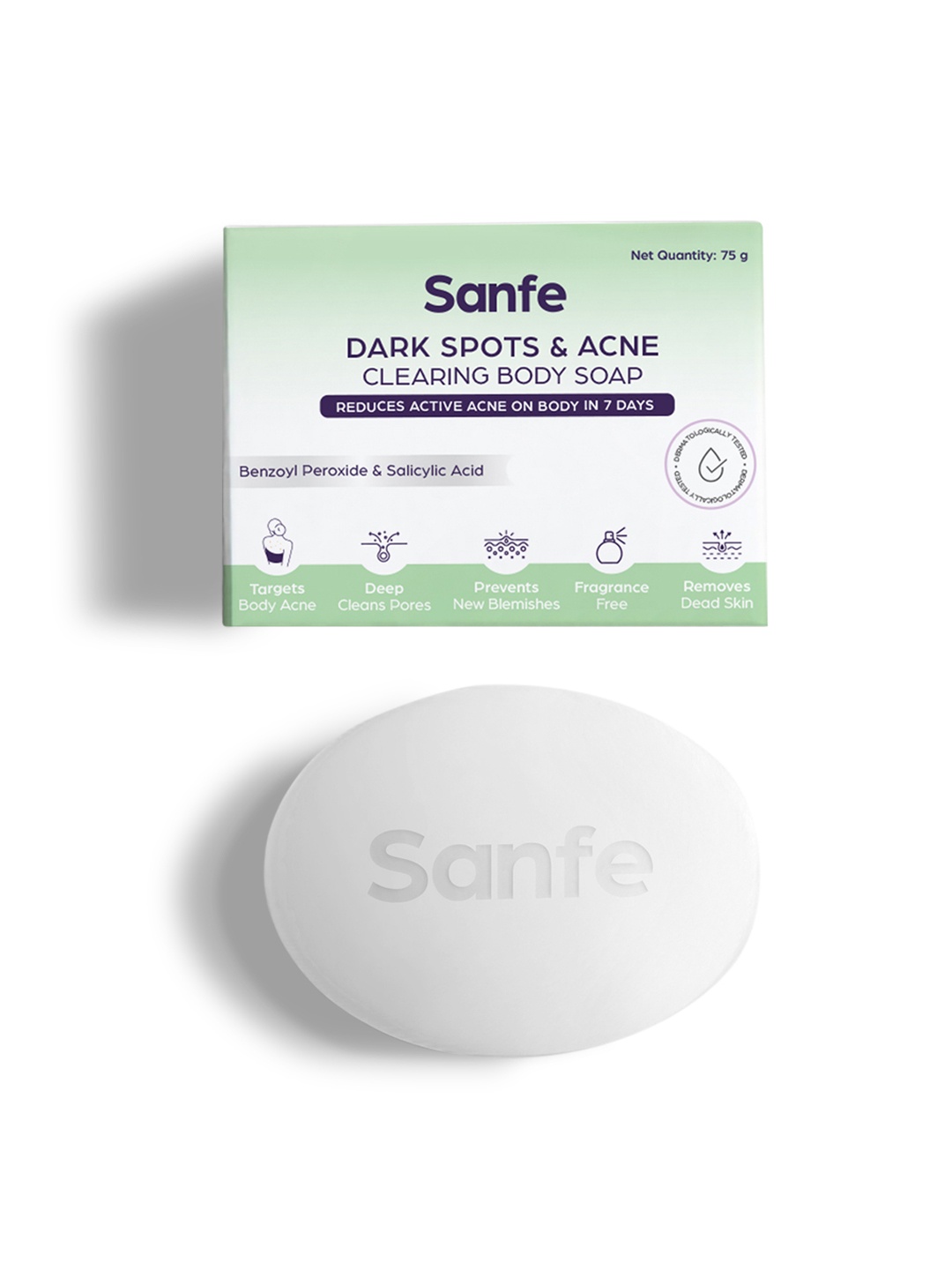 

Sanfe Dark Spots & Acne Clearing Body Soap With Salicylic Acid - 75g, White