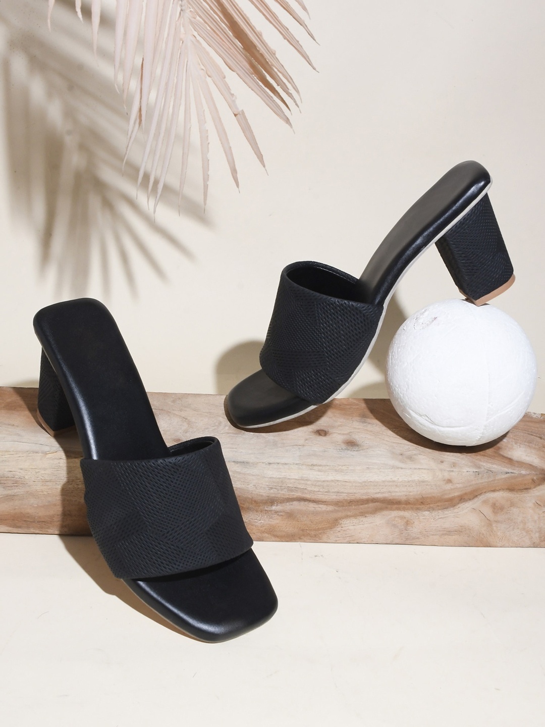 

Try Me Ethnic Block Mules with Bows, Black