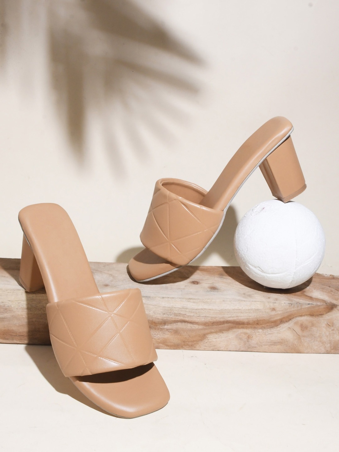 

Try Me Ethnic Block Pumps with Bows, Beige