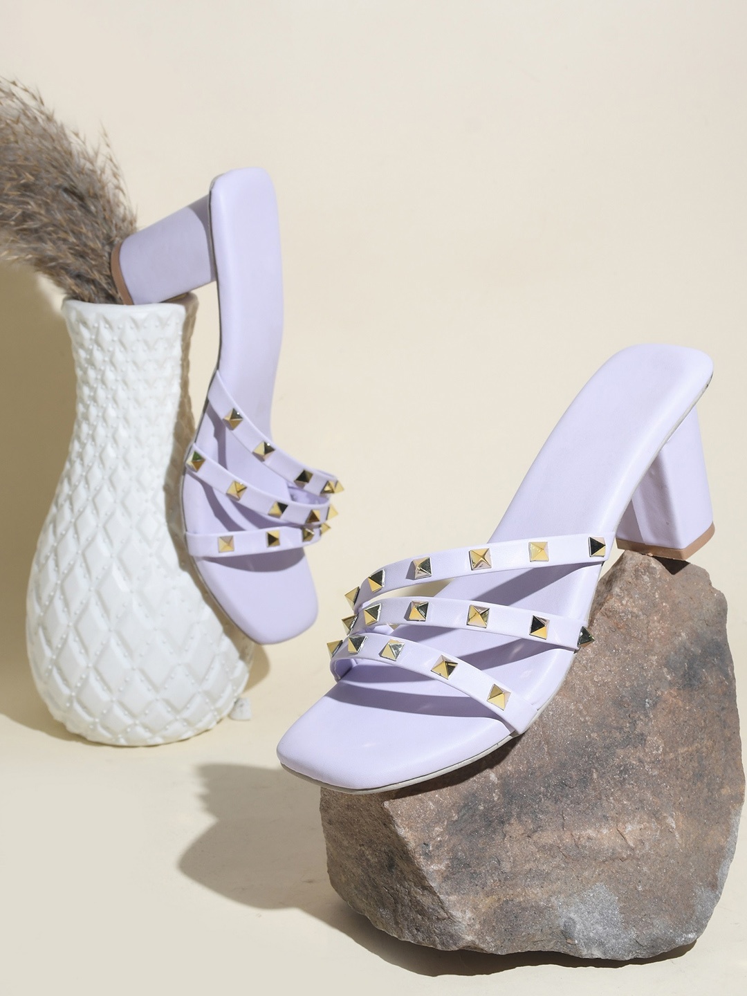 

Try Me Embellished Ethnic Block Mules, Purple