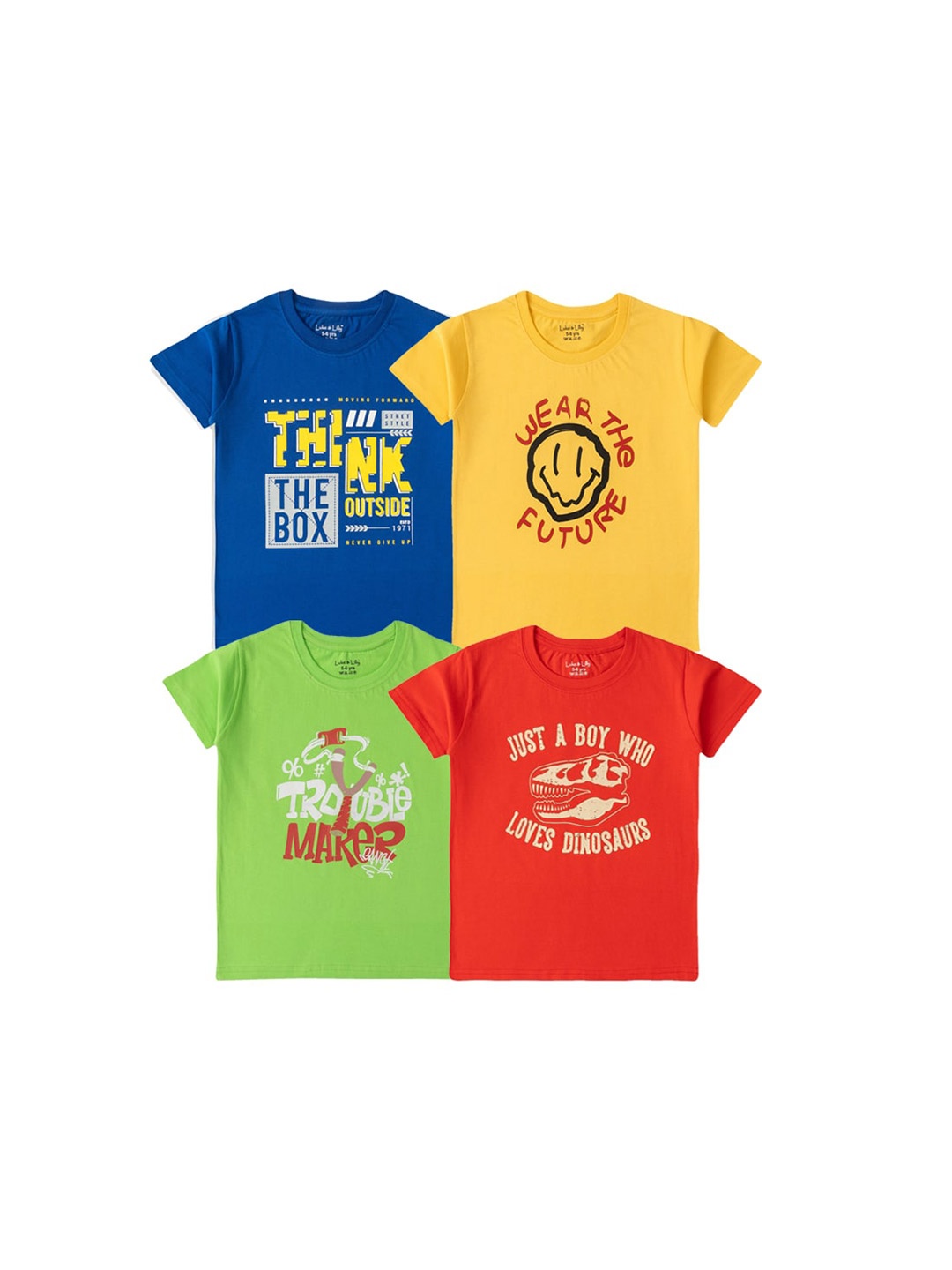 

Luke & Lilly Boys Typography 4 Printed V-Neck Applique T-shirt, Multi