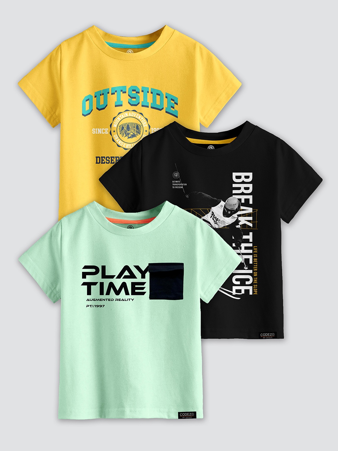 

CODEZ Boys 3 Printed T-shirt, Multi