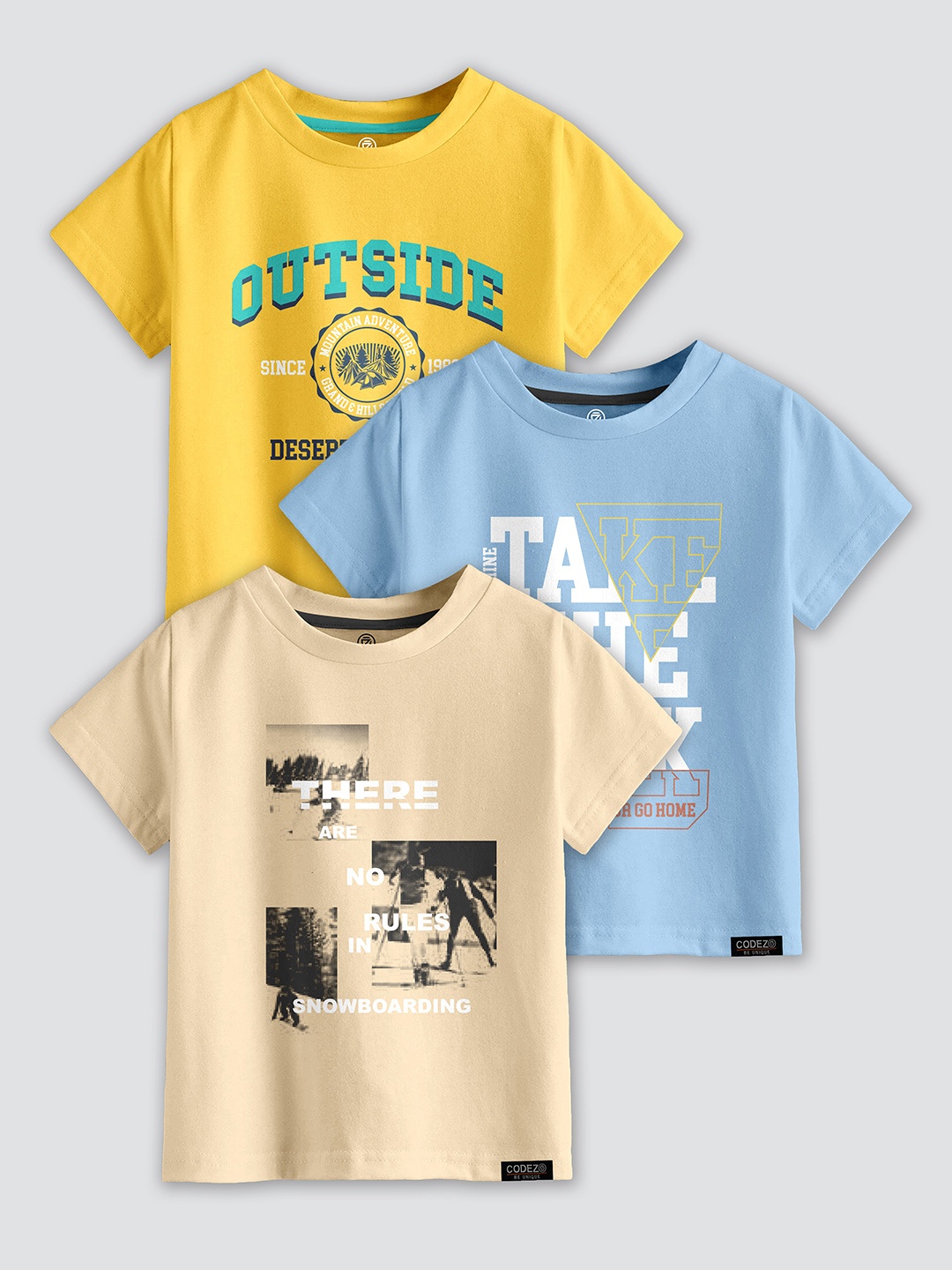 

CODEZ Boys 3 Printed Applique T-shirt, Multi