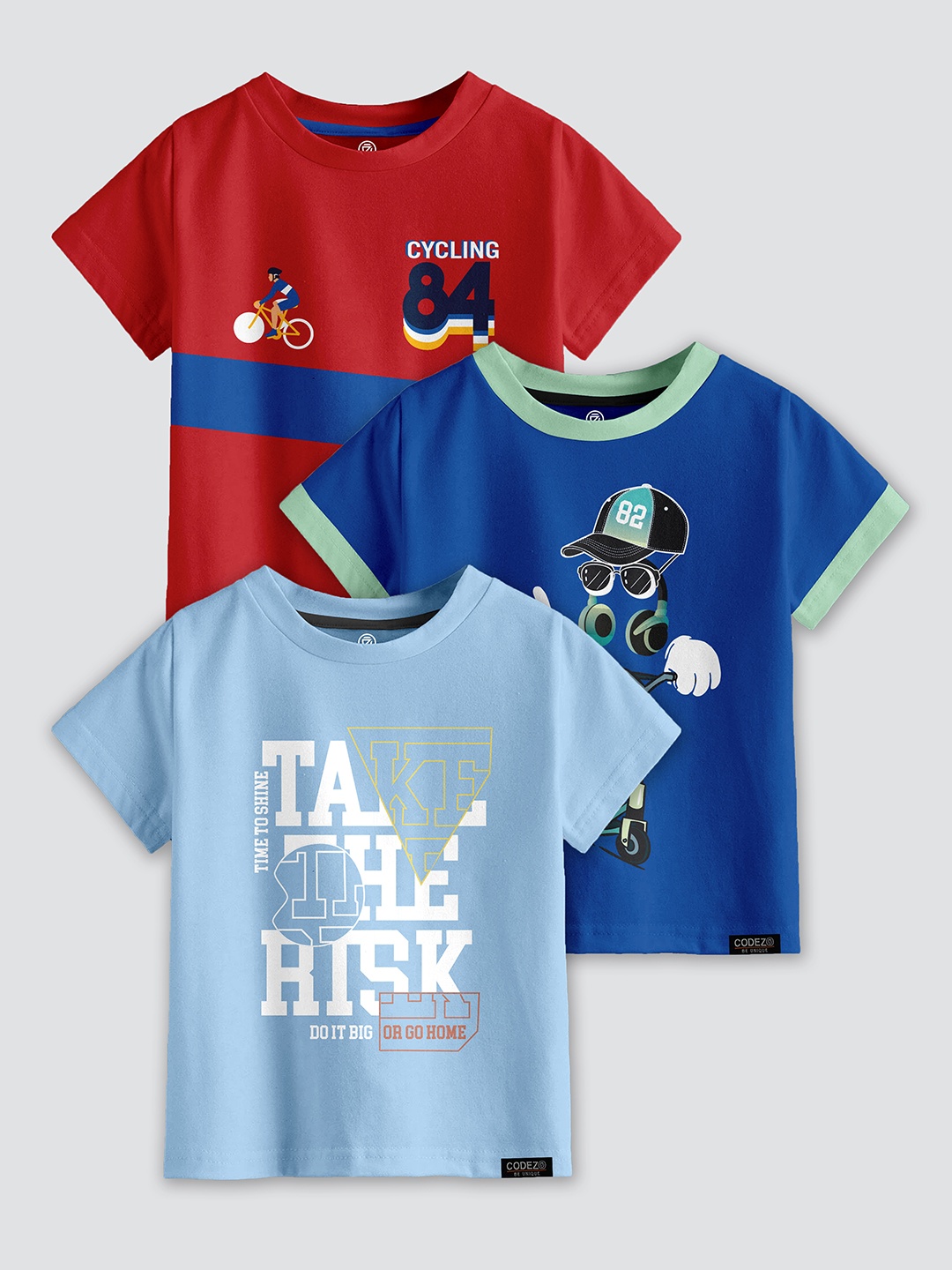 

CODEZ Boys 3 Printed Applique T-shirt, Multi