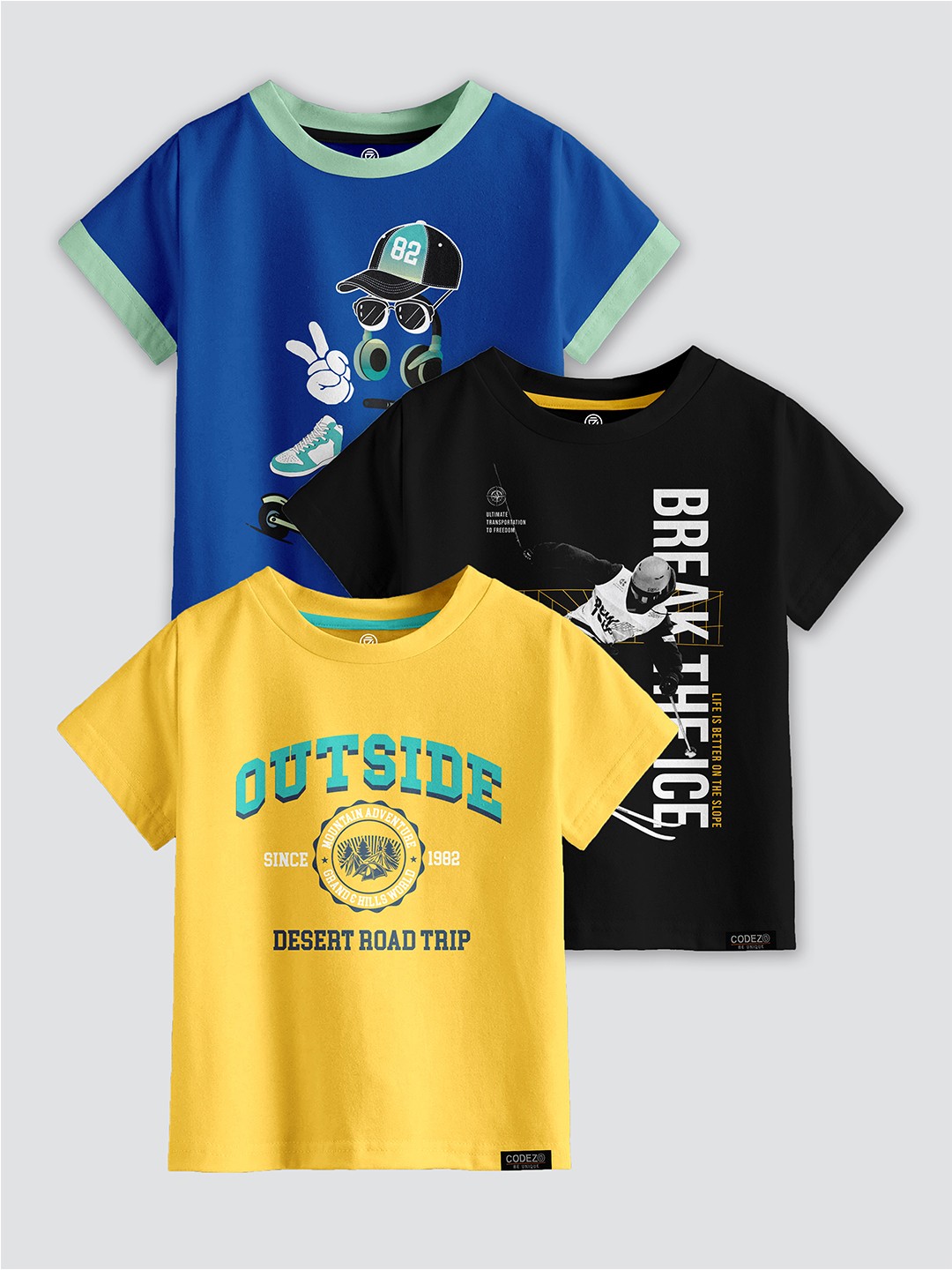 

CODEZ Boys 3 Printed T-shirt, Multi
