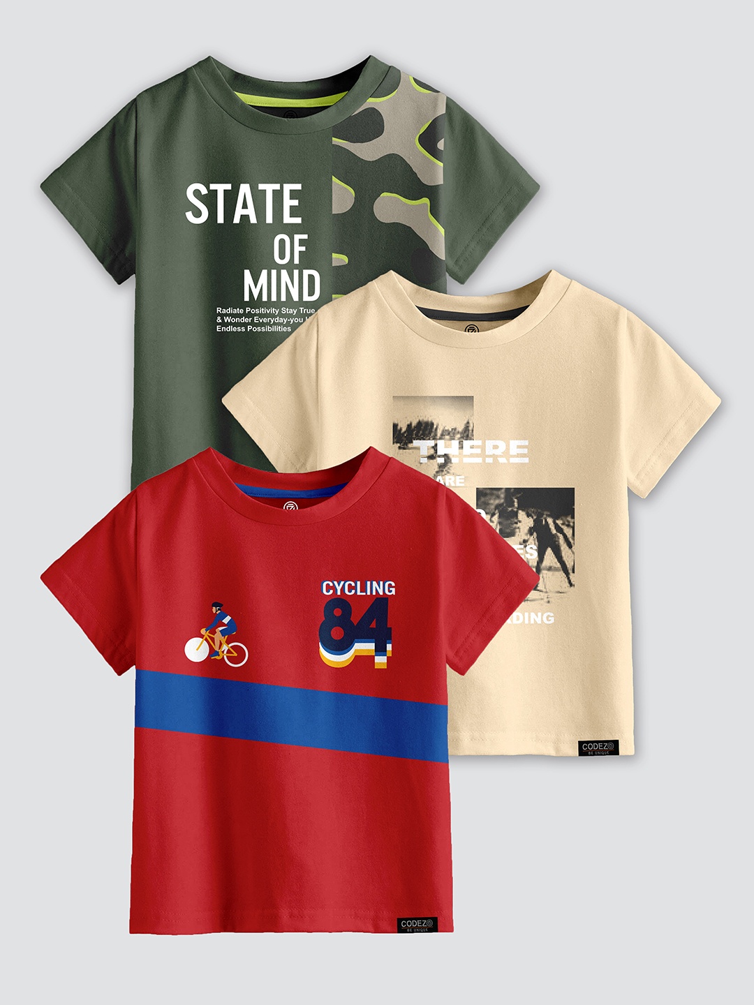 

CODEZ Boys 3 Printed Applique T-shirt, Multi