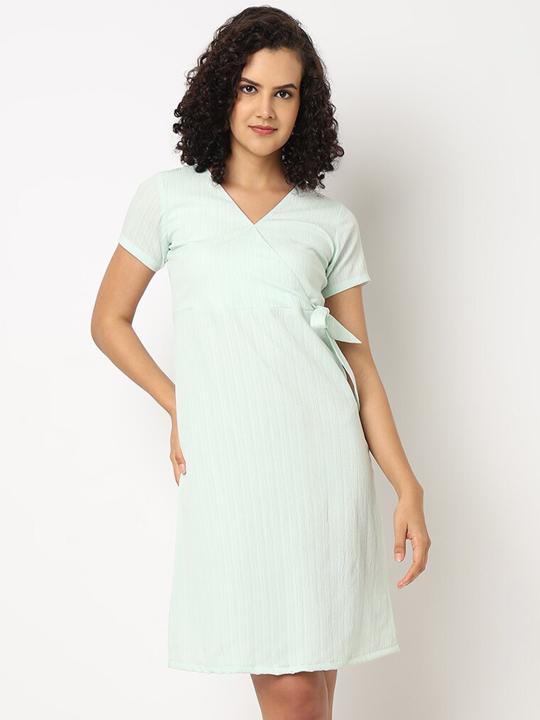 

NOT SO PINK Striped A-Line Dress, Green