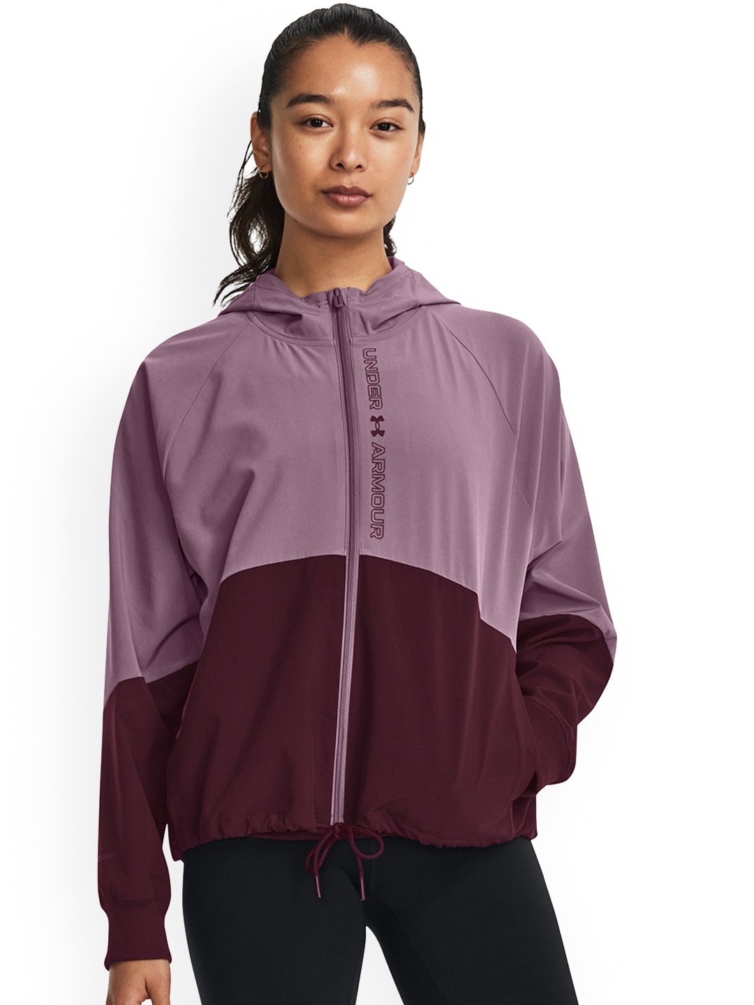 

UNDER ARMOUR UA Woven Full-Zip Colourblocked Sporty Jacket, Purple