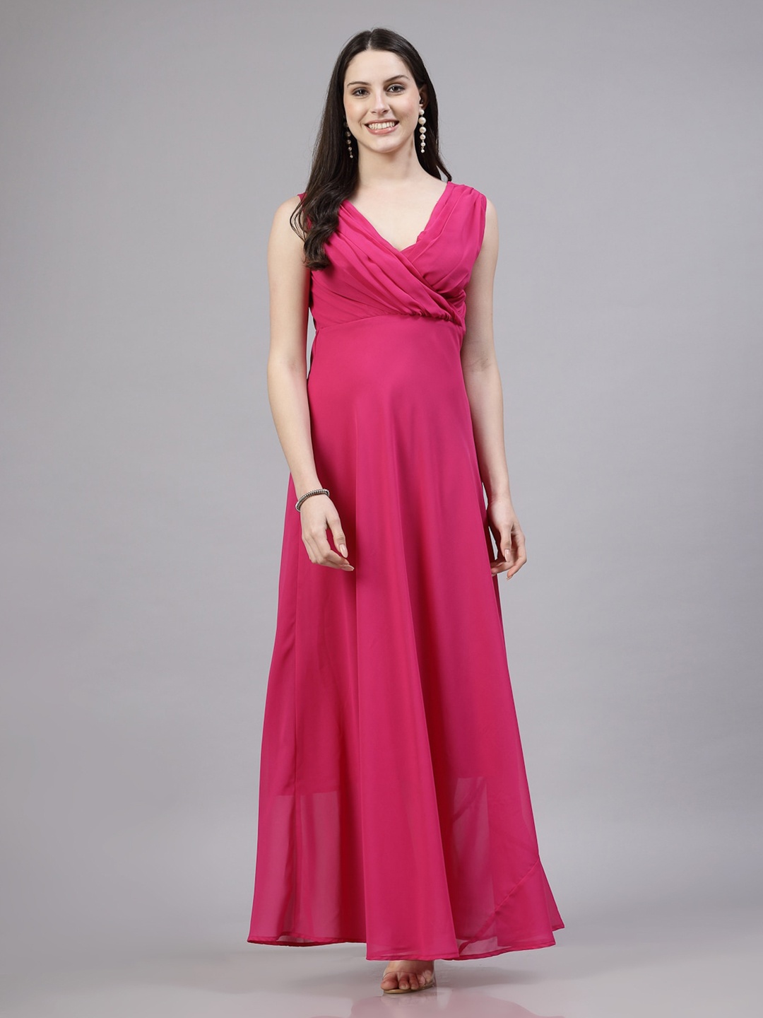 

aayu Georgette Maxi Dress, Fuchsia
