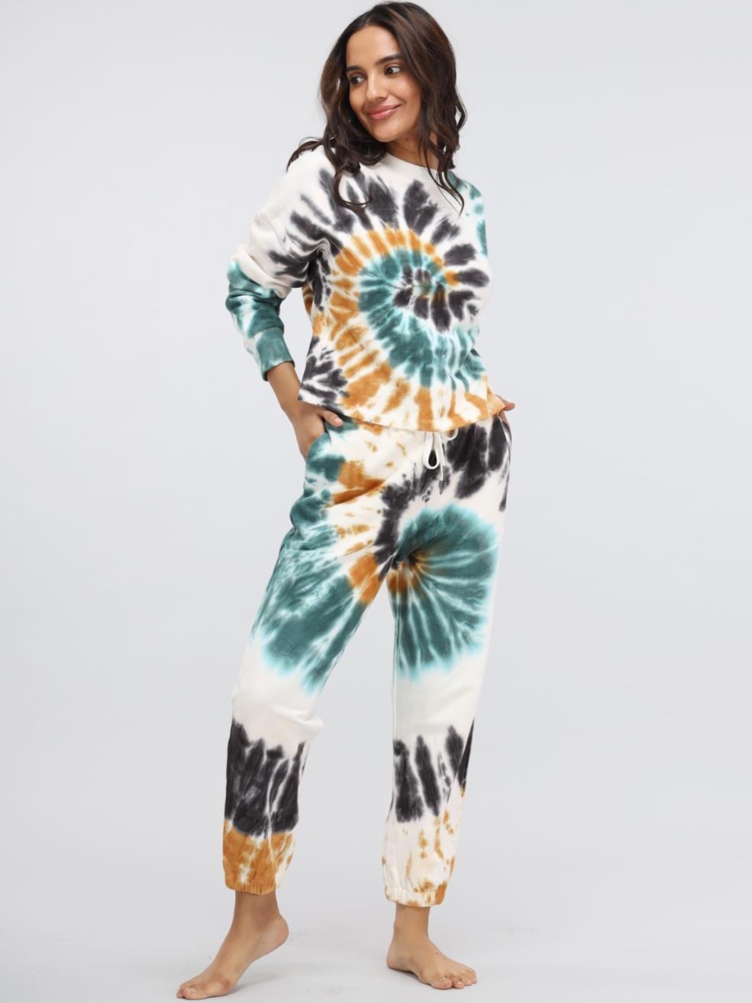 

necesera Tie & Dye Printed Lounge Joggers, White