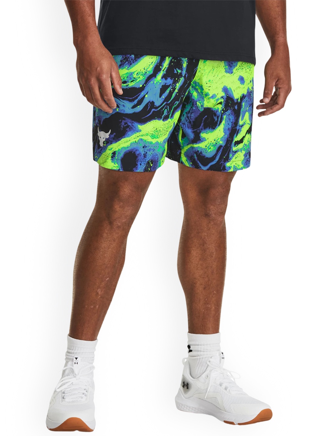 

UNDER ARMOUR UA Project Rock Men Printed Woven Loose-Fit Shorts, Yellow