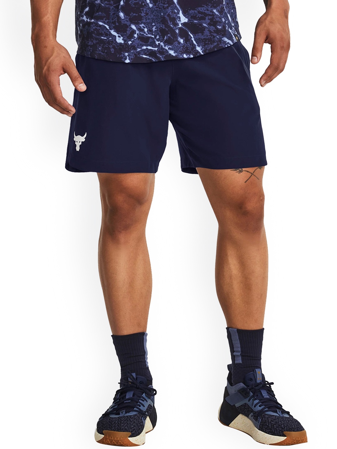 

UNDER ARMOUR UA Project Rock Men Woven Loose-Fit Sports Shorts, Navy blue