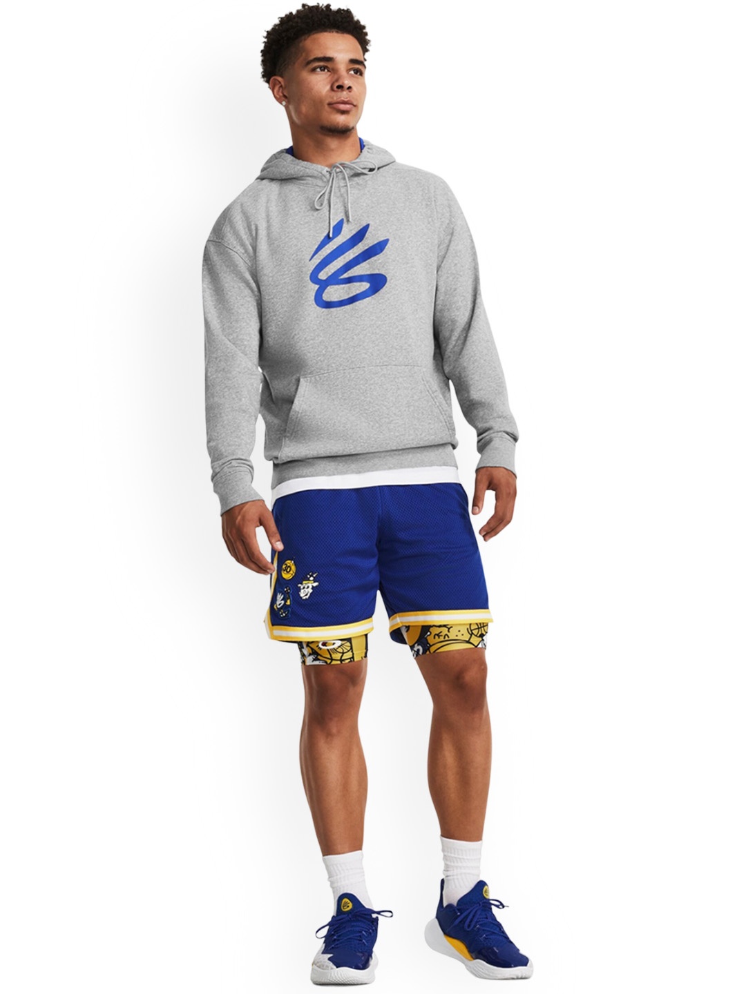 

UNDER ARMOUR UA Curry HeatGear Men Printed Skinny-Fit Sports Shorts, White
