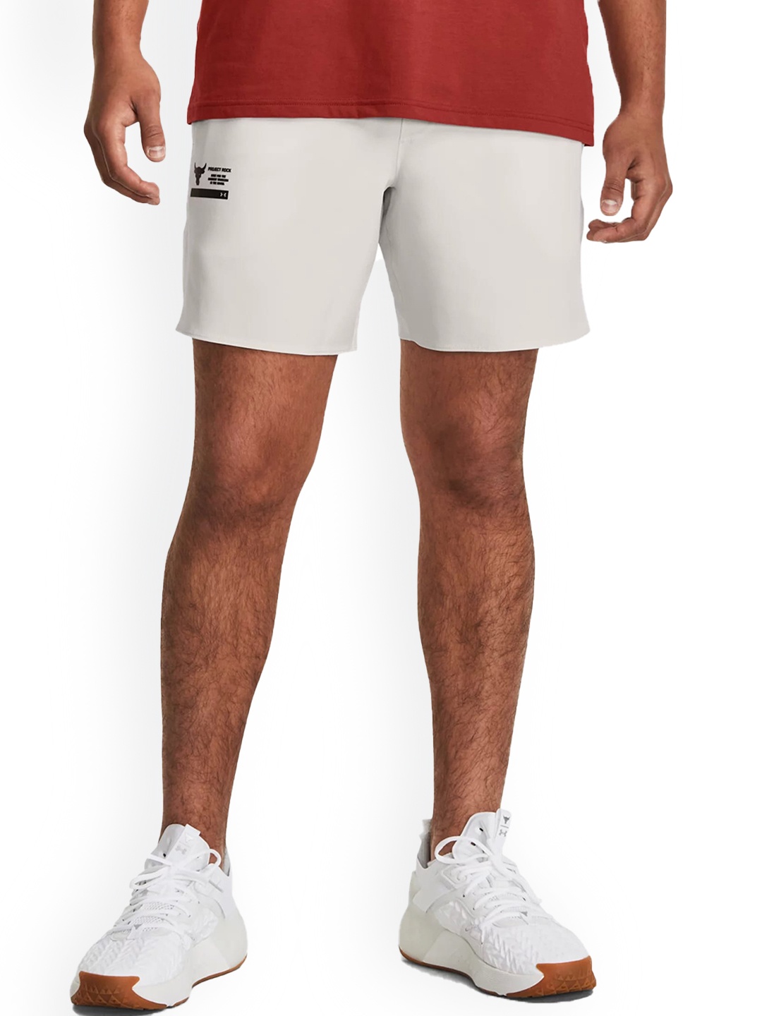 

UNDER ARMOUR UA Project Rock Men Unstoppable Snap Loose-Fit Sports Shorts, White