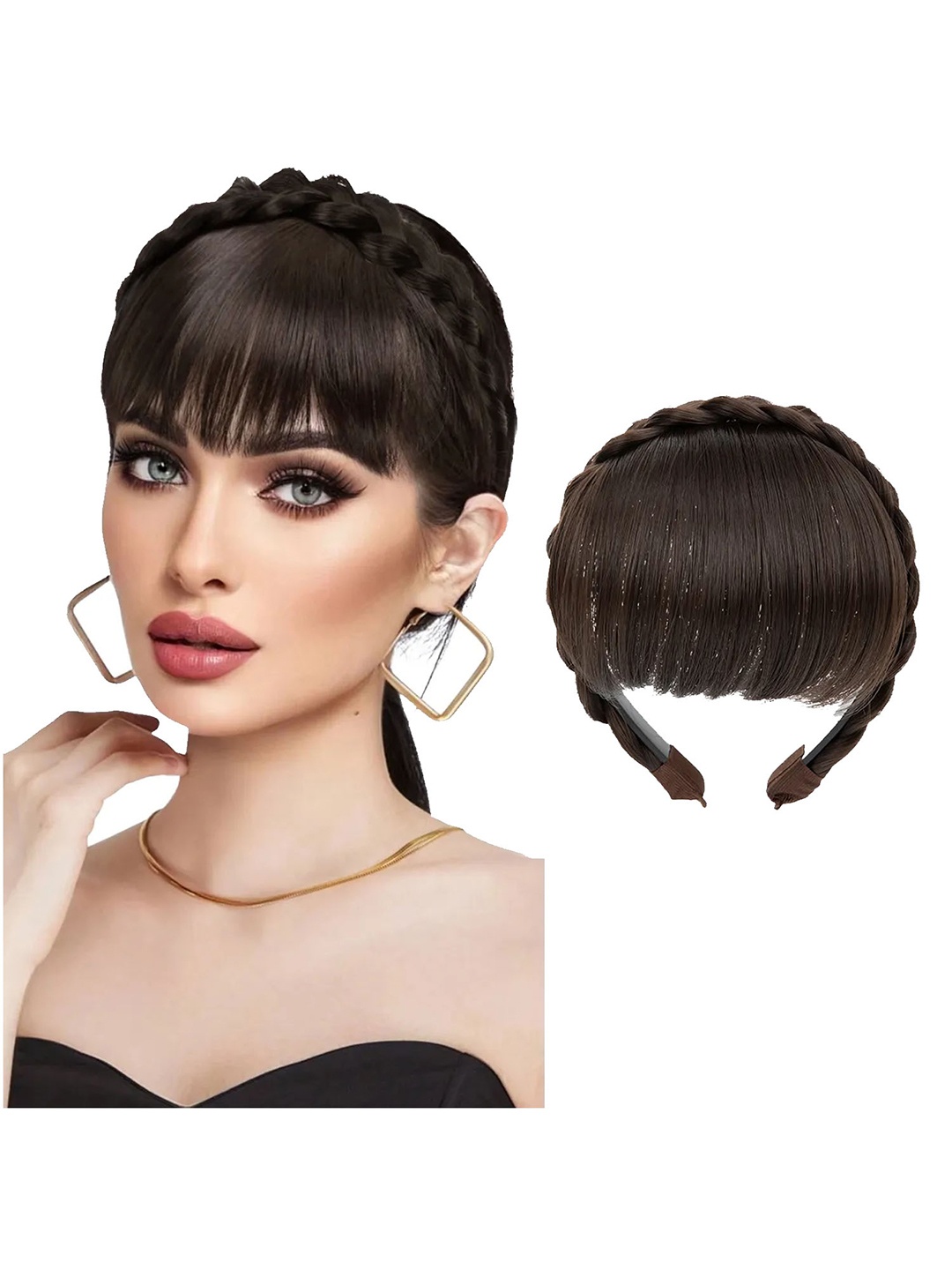 

BAESD Front Hair Bangs Headband with Fringe Hair Extension - Dark Brown