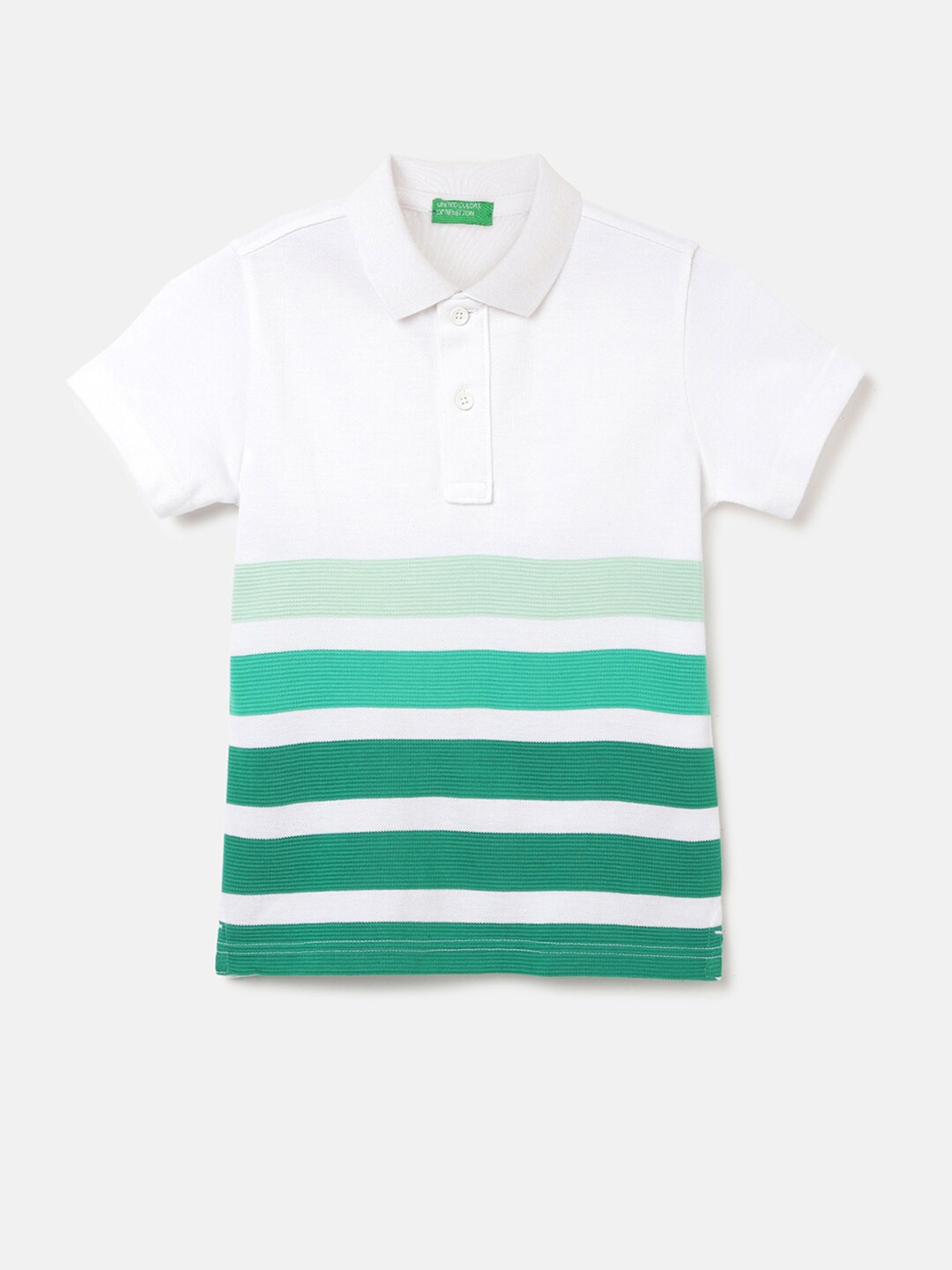 

United Colors of Benetton Boys Striped Polo Collar Pure Cotton T-shirt, Multi