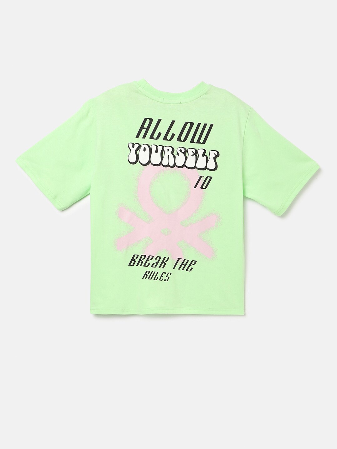 

United Colors of Benetton Boys Typography Pure Cotton Boxy T-shirt, Green