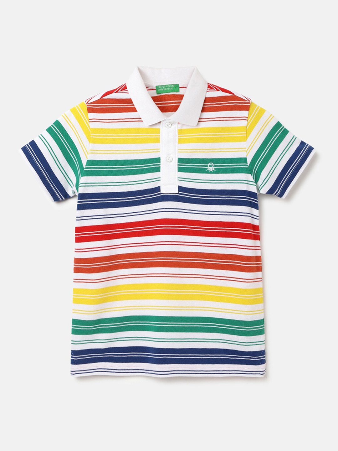 

United Colors of Benetton Boys Striped Polo Collar Pure Cotton Pockets T-shirt, Multi