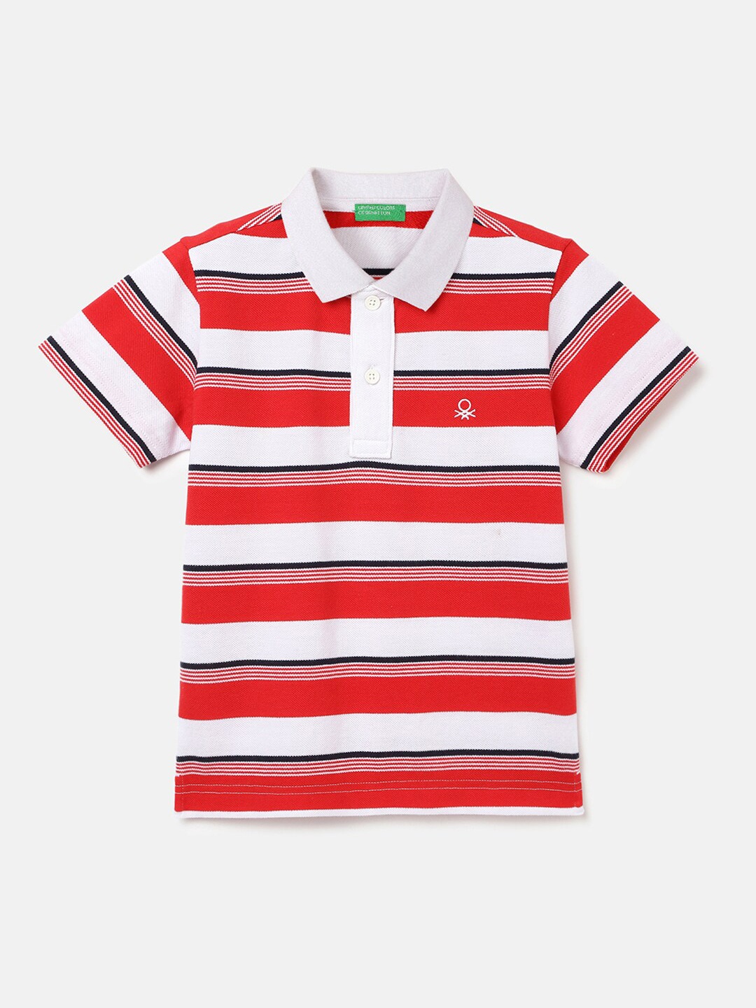 

United Colors of Benetton Boys Striped Polo Collar Pure Cotton Pockets T-shirt, Multi
