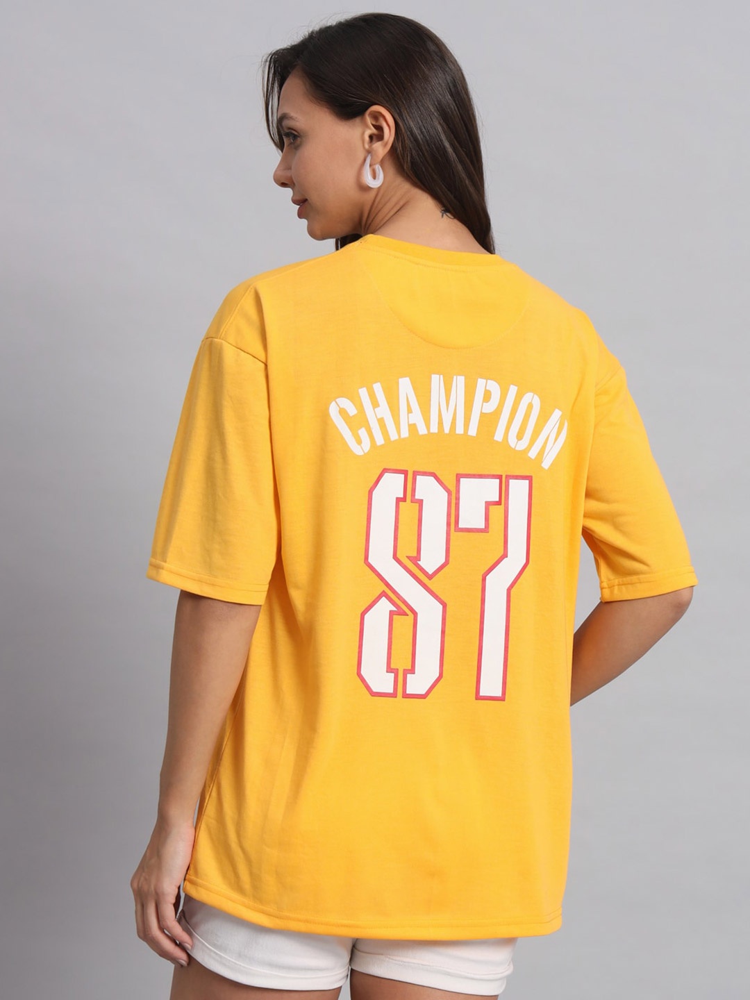 

Obaan Women Typography Printed T-shirt, Yellow