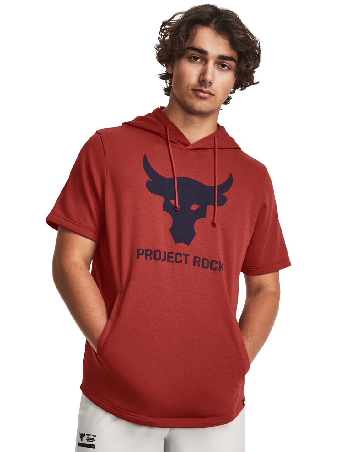 

UNDER ARMOUR Project Rock Terry Short Sleeve Sweatshirts, Red