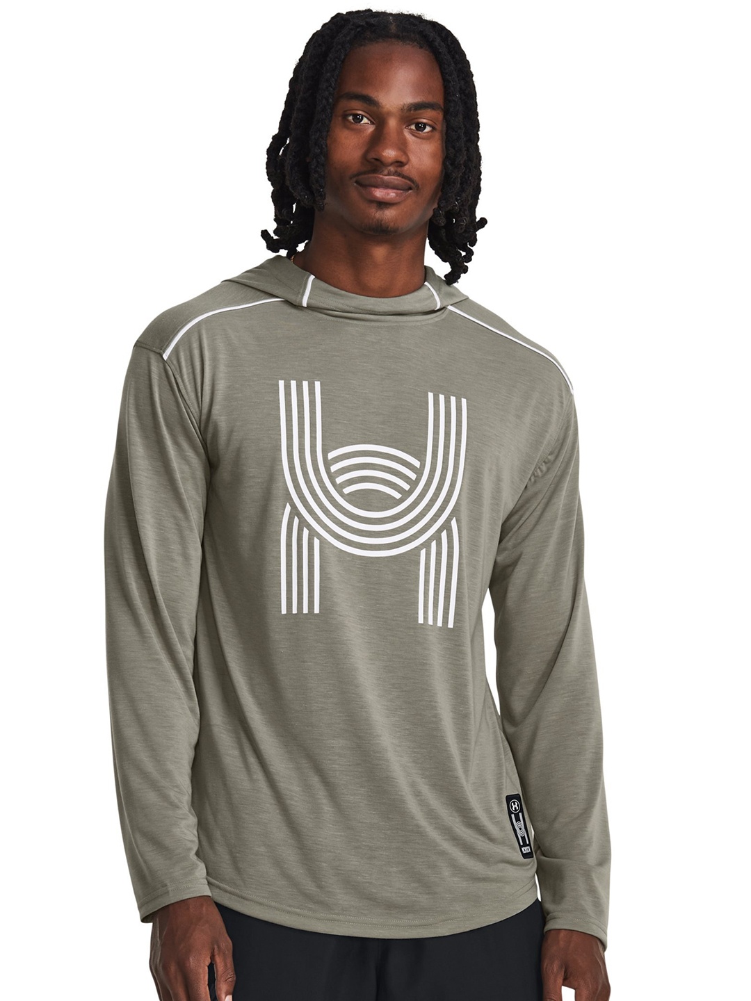 

UNDER ARMOUR Run Everywhere Hooded Long Sleeve Pullover, Green