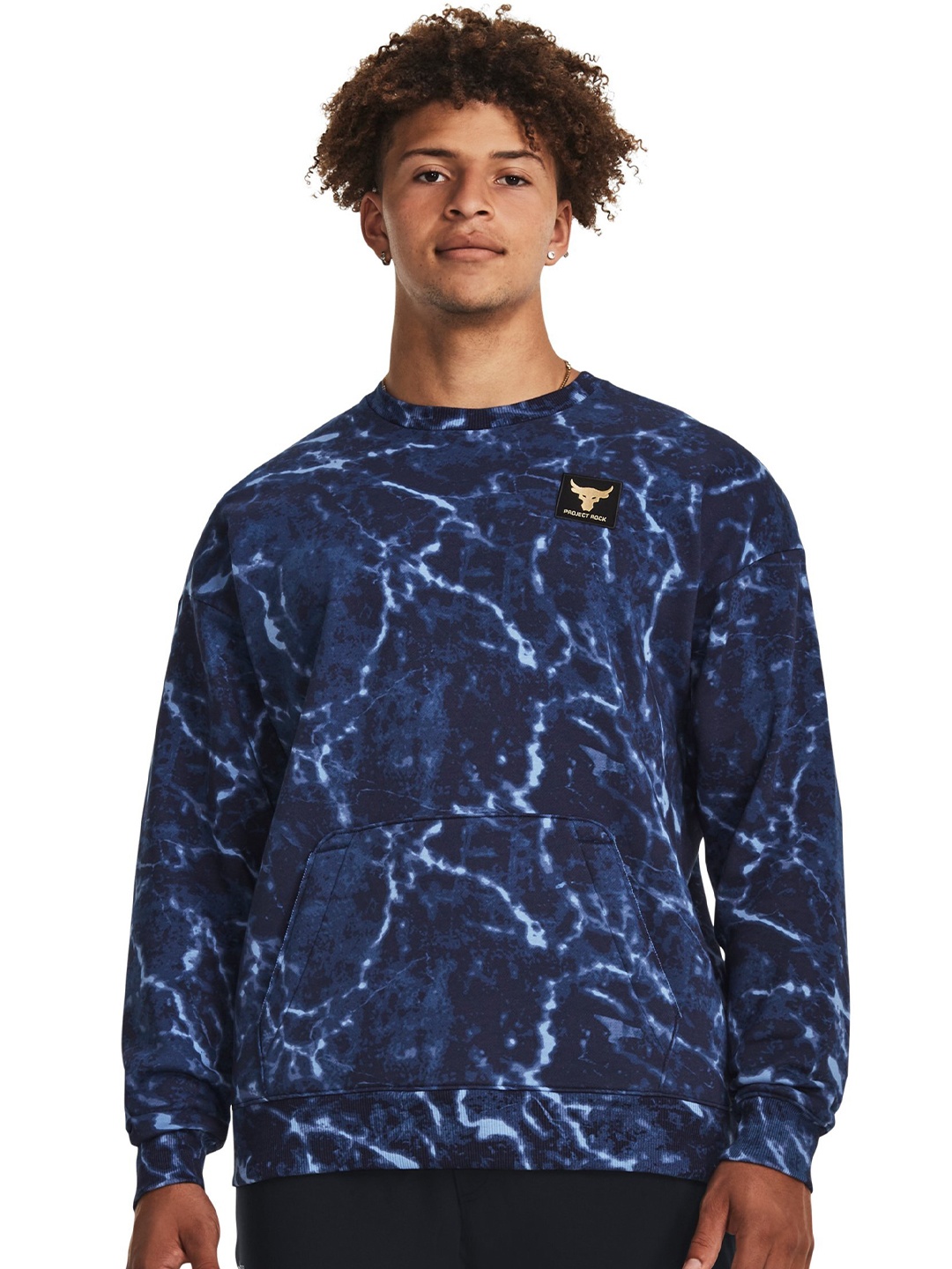 

UNDER ARMOUR Project Rock Rival Fleece Crew Sweatshirt, Navy blue