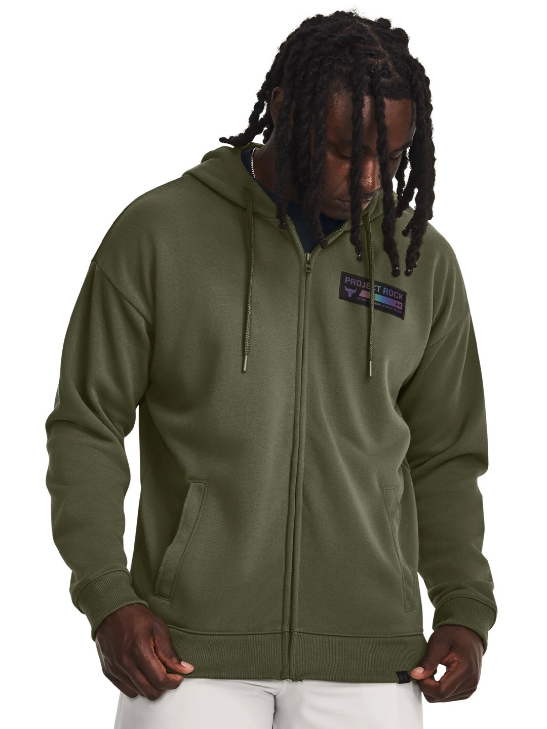 

UNDER ARMOUR Project Rock Heavyweight Terry Full-Zip Sweatshirts, Green