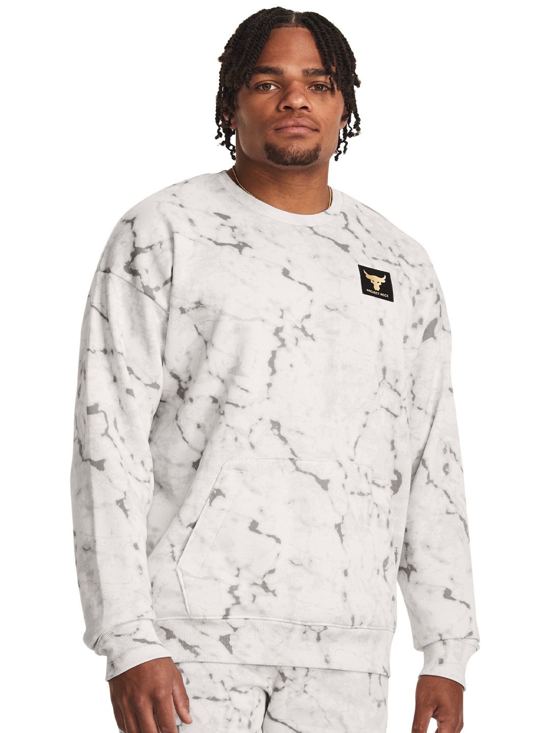 

UNDER ARMOUR Project Rock Rival Fleece Crew Neck Pullover, White