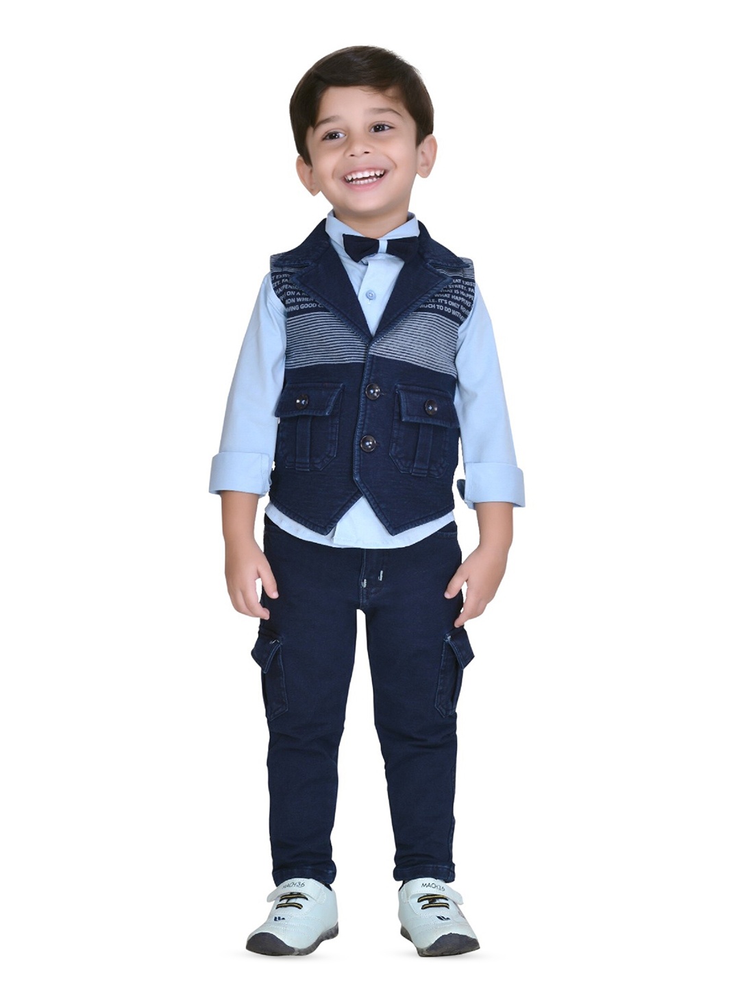 

BAESD Boys Printed Shirt with Trousers, Blue