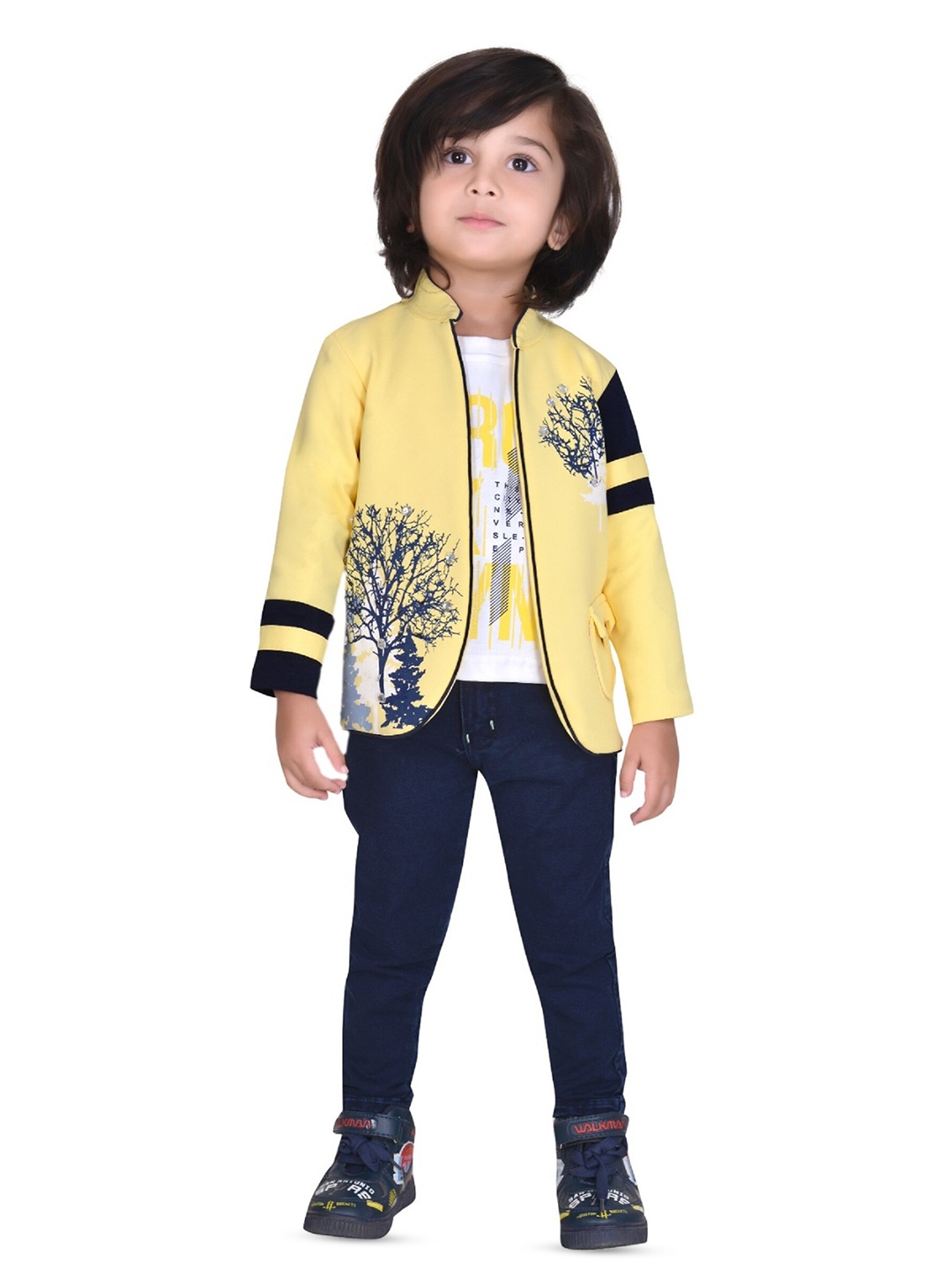 

BAESD Boys Printed T-shirt with Trousers, Yellow