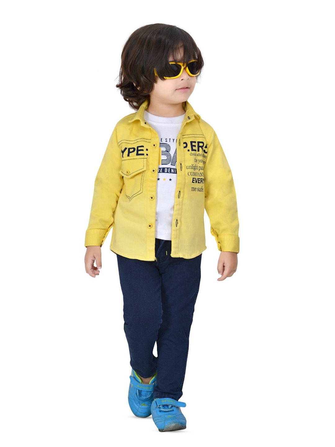 

BAESD Boys Printed T-shirt with Trousers, Yellow