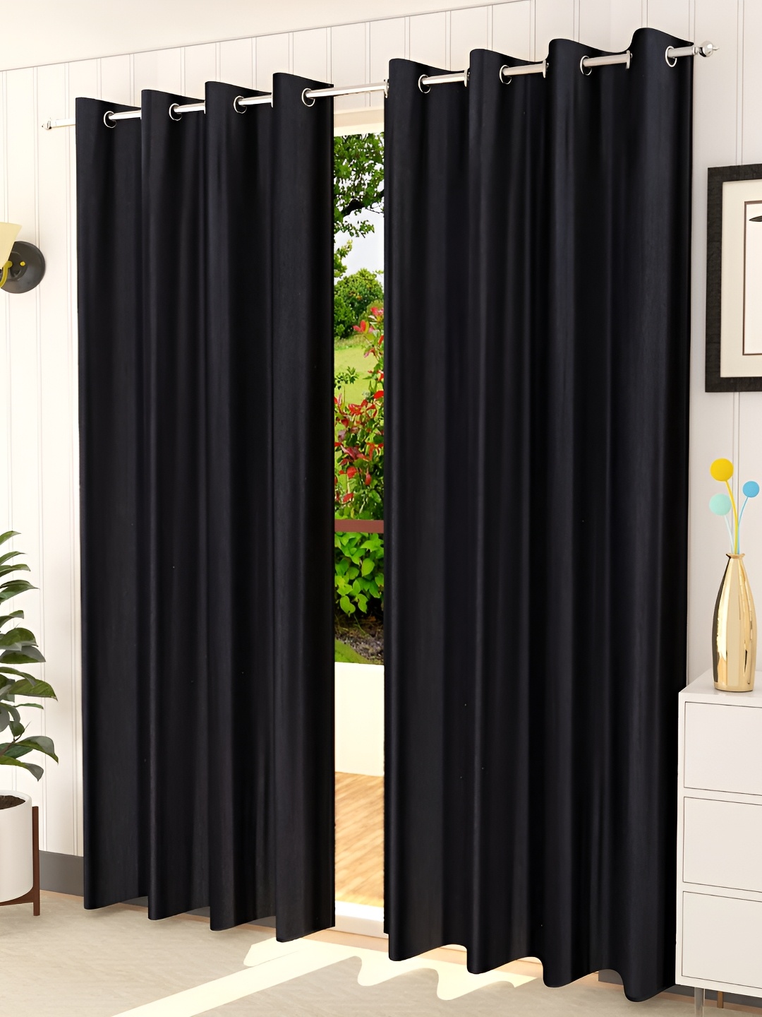 

Galaxy Home Decor Black Floral Room Darkening Door Curtain