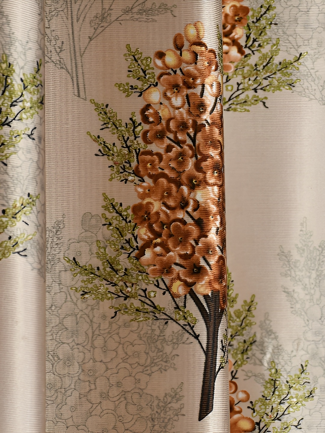 

Galaxy Home Decor Brown Floral Room Darkening Long Door Curtain