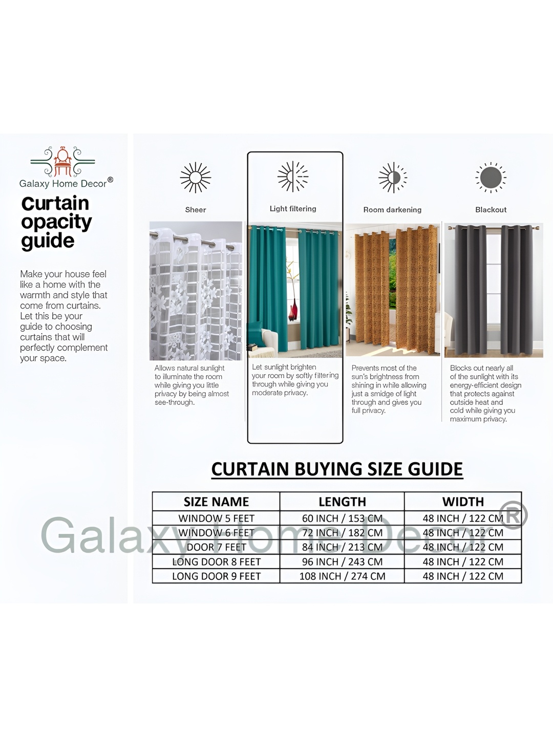 

Galaxy Home Decor Orange & Cream-Coloured Set of 3 Floral Room Darkening Long Door Curtain