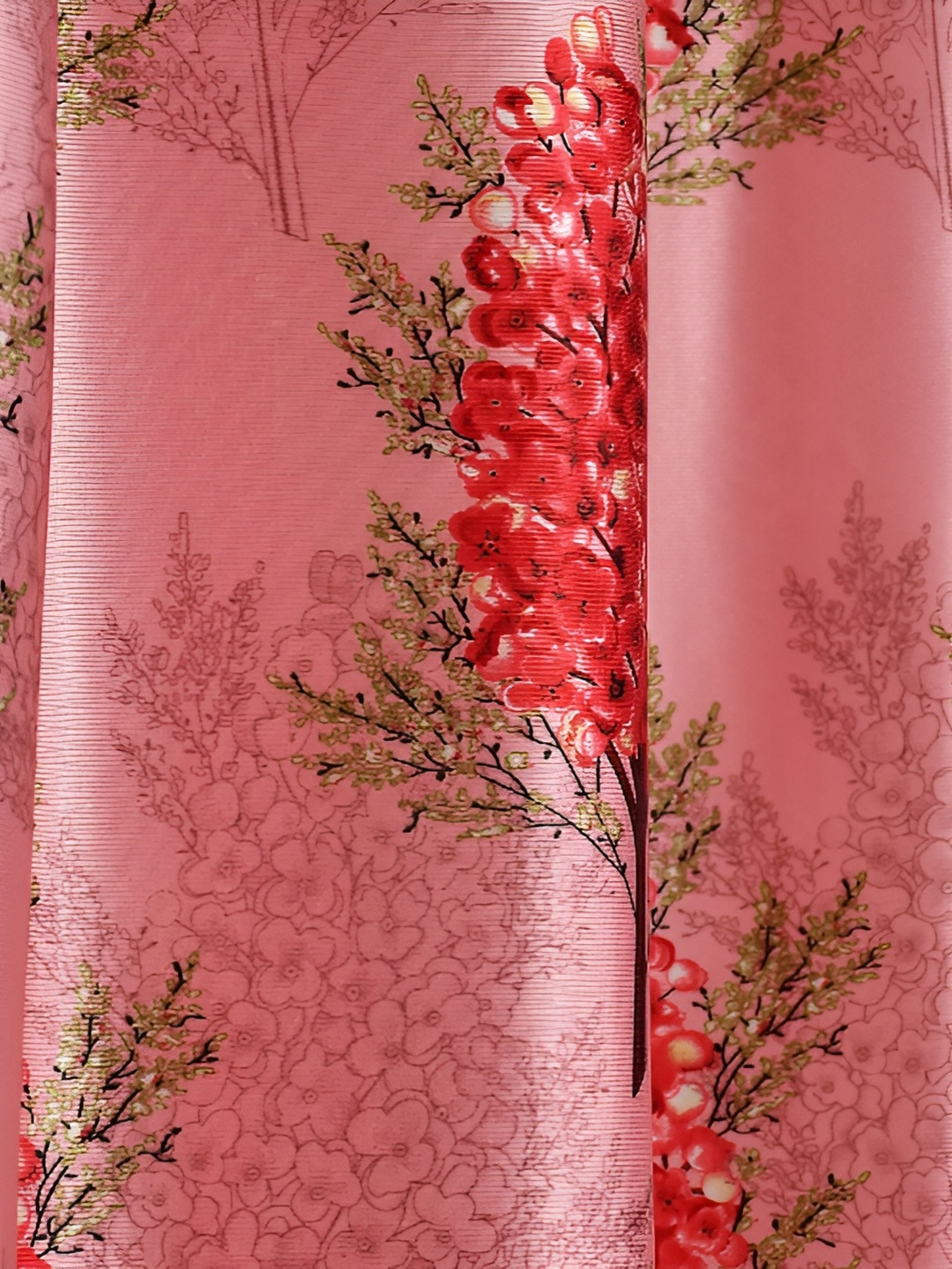 

Galaxy Home Decor Maroon Floral Room Darkening Long Door Curtain