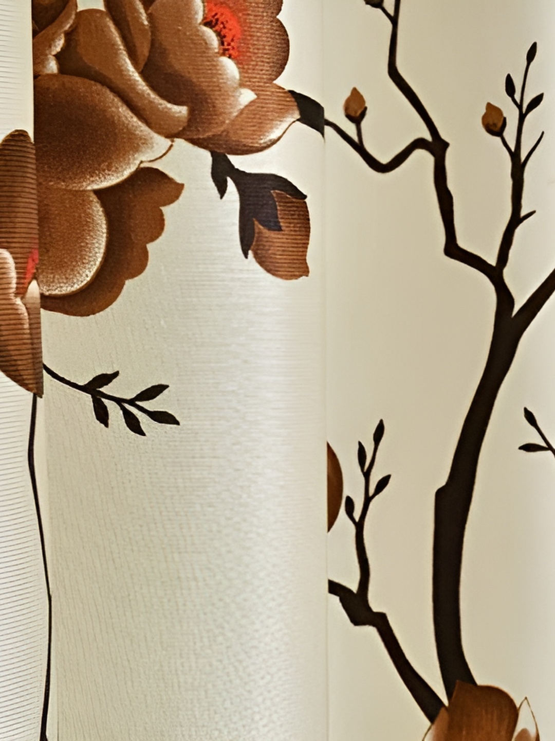 

Galaxy Home Decor Brown Set of 3 Floral Room Darkening Door Curtain
