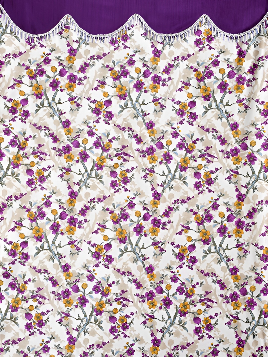 

Galaxy Home Decor Purple Set of 2 Floral Room Darkening Long Door Curtain