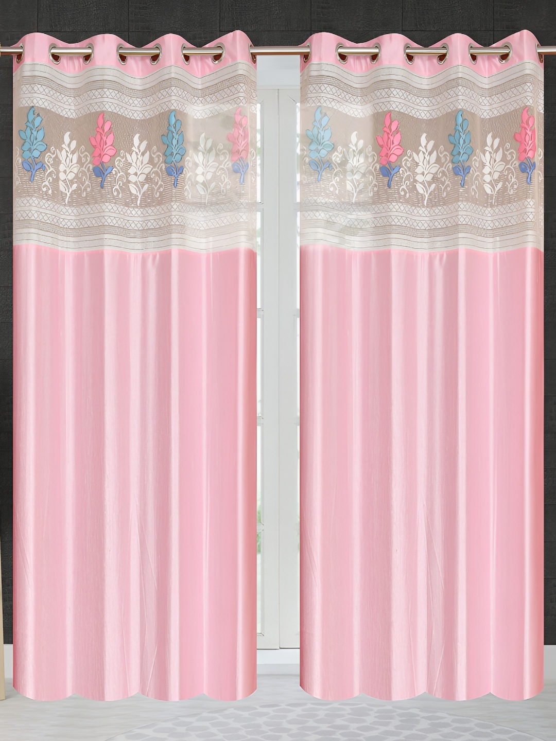 

Galaxy Home Decor Pink Floral Room Darkening Window Curtain