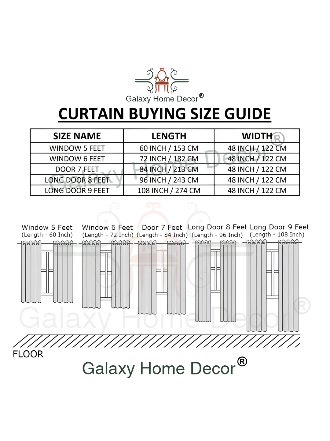 

Galaxy Home Decor Off White Set of 2 Floral Room Darkening Long Door Curtain