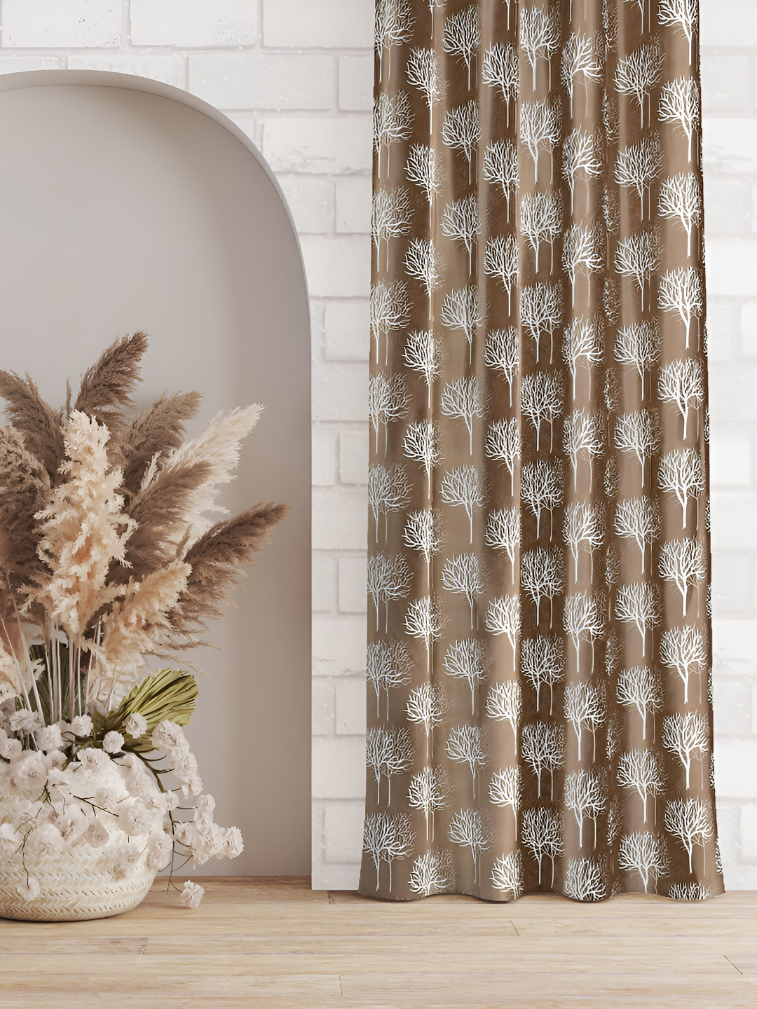 

Galaxy Home Decor Brown Set of 2 Floral Room Darkening Window Curtain