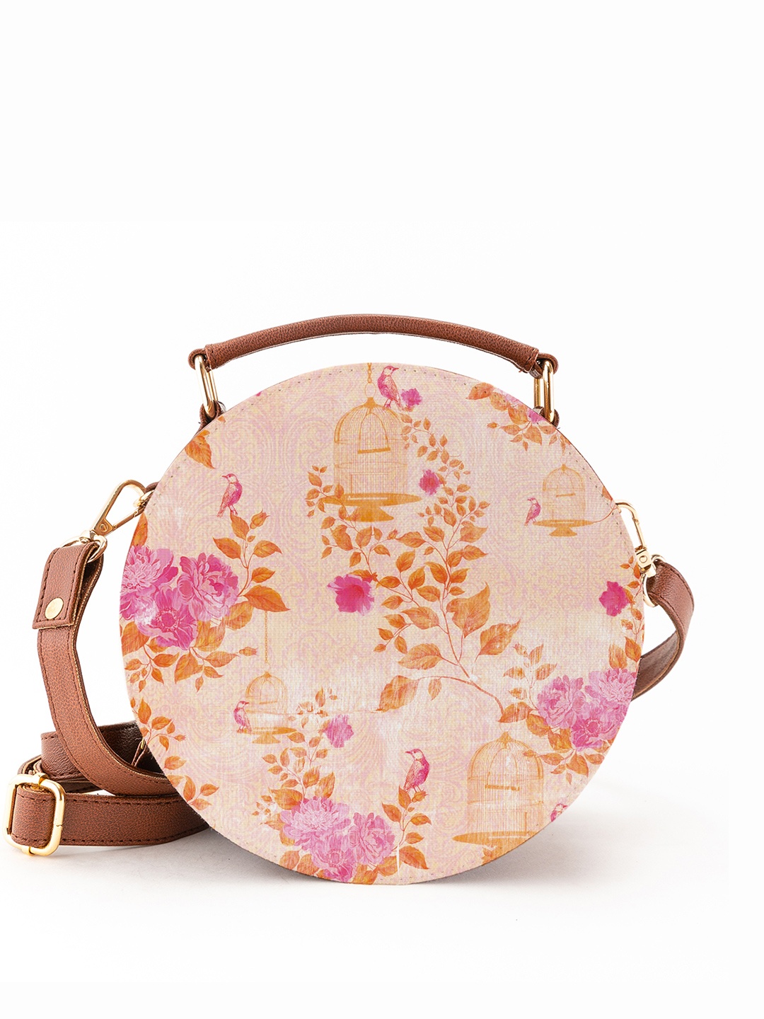 

Kalankit Floral Printed Half Moon Satchel, White