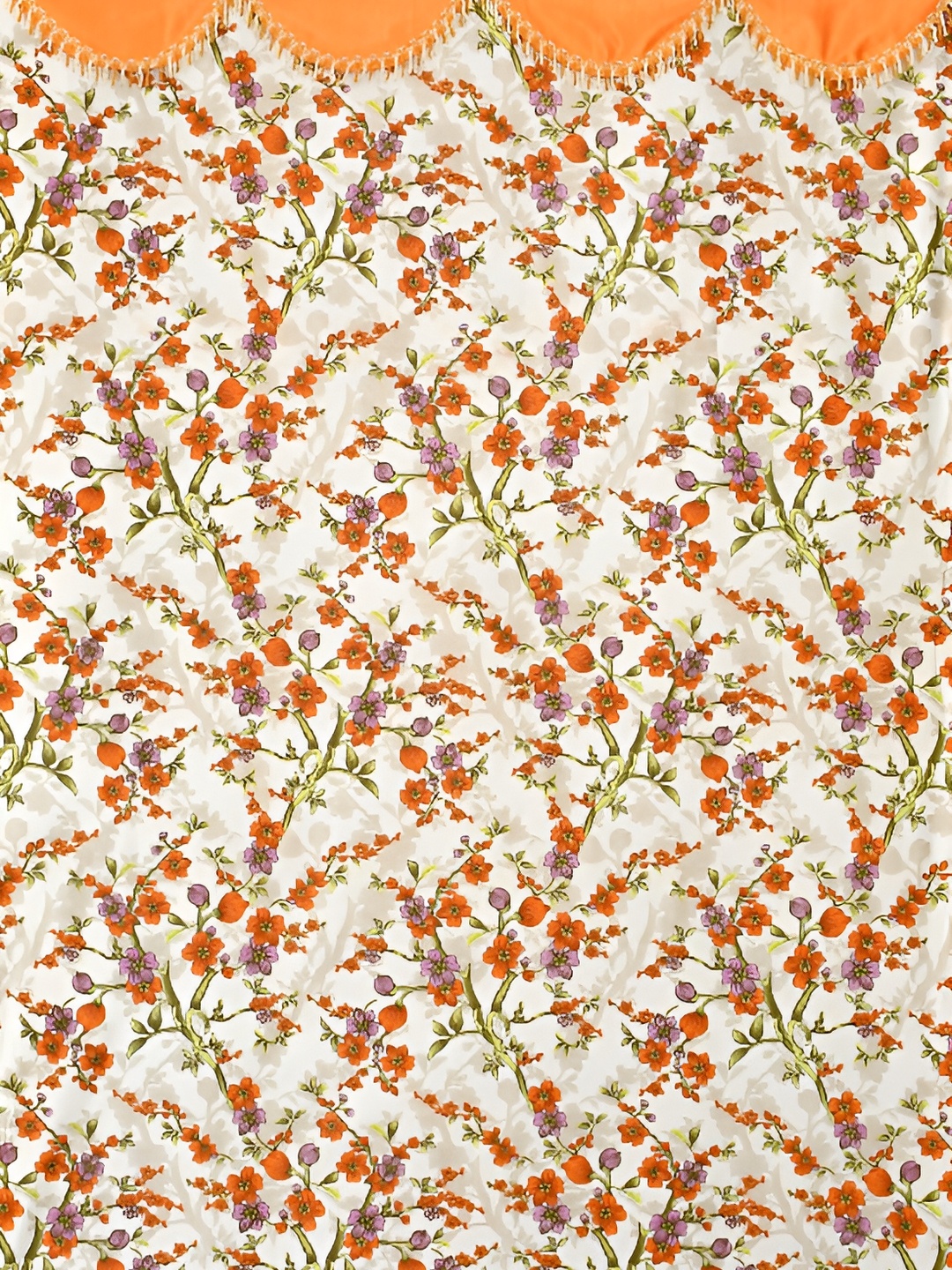 

Galaxy Home Decor Orange Set of 3 Floral Room Darkening Window Curtain