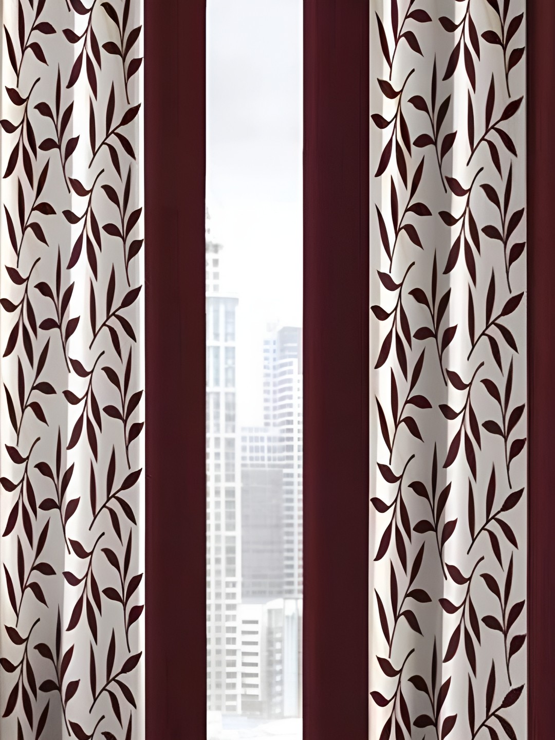 

Galaxy Home Decor Brown Floral Room Darkening Long Door Curtain